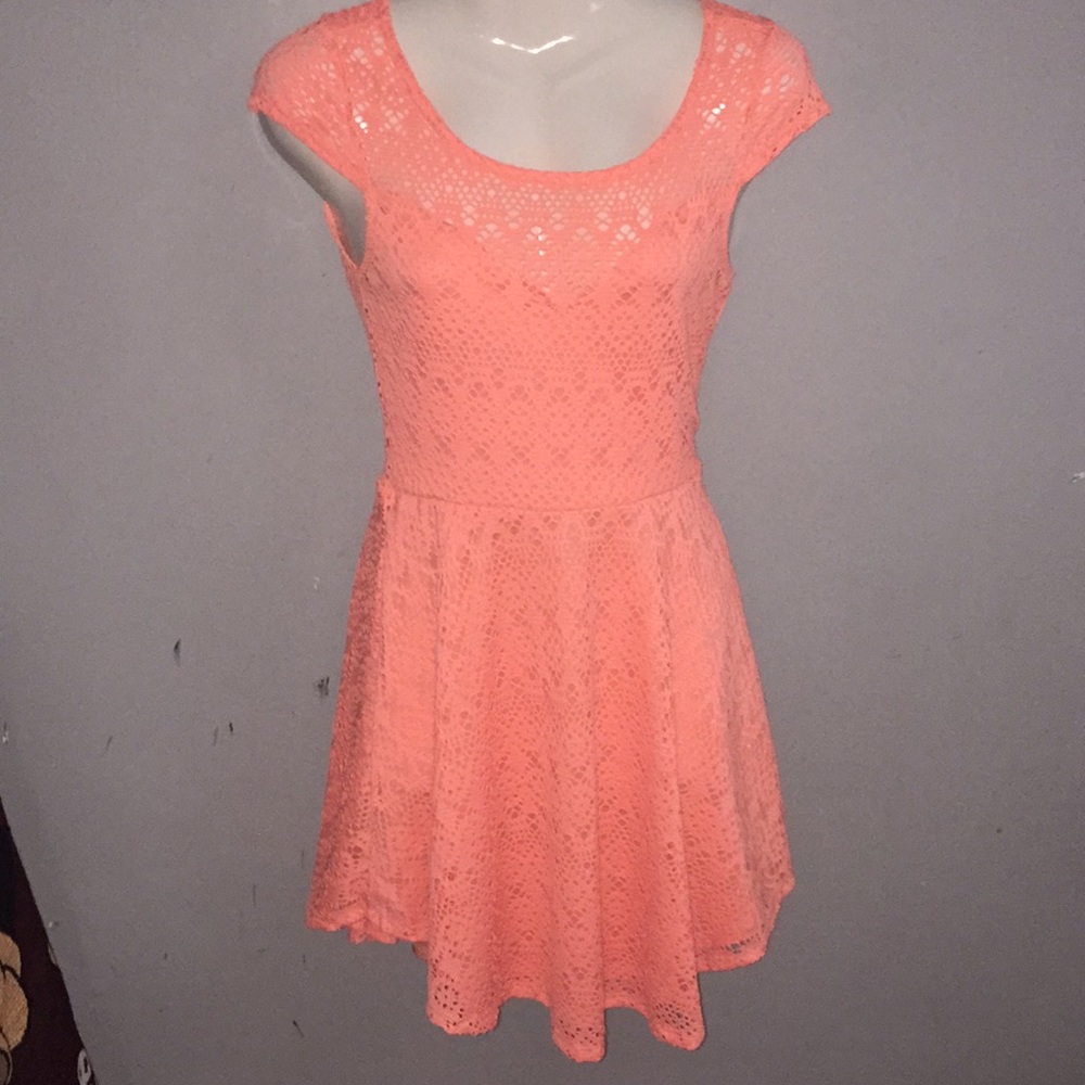 Peach colored flowing dress